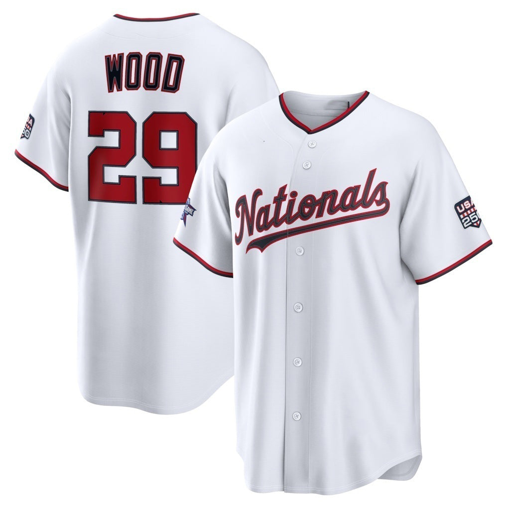Washington Nationals #29 James Wood 2026 All-Star Game White Replica Baseball Jersey - Main View