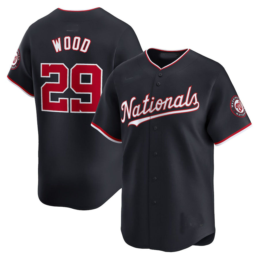 Washington Nationals #29 James Wood Alternate Limited Player Jersey - Navy Baseball Jerseys - Main View