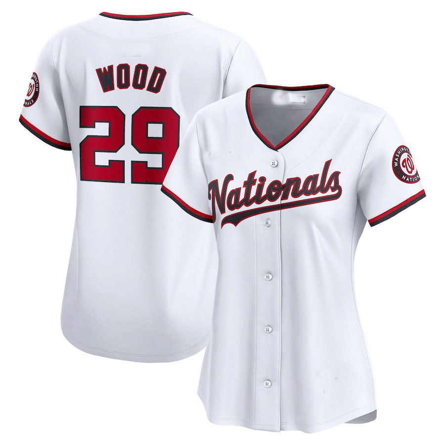 Washington Nationals #29 James Wood Home Limited Player Jersey - White Baseball Jerseys - Main View