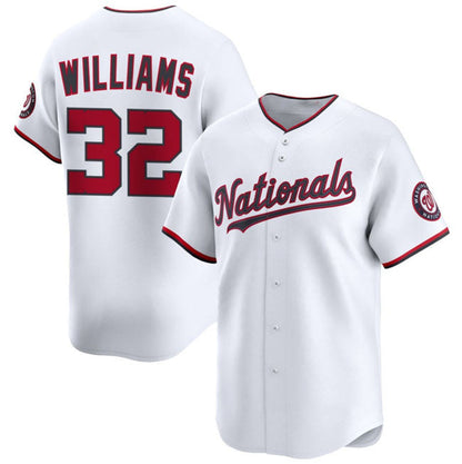 Washington Nationals #32 Trevor Williams White 2025 Home Limited Stitched Baseball Jersey - Main View