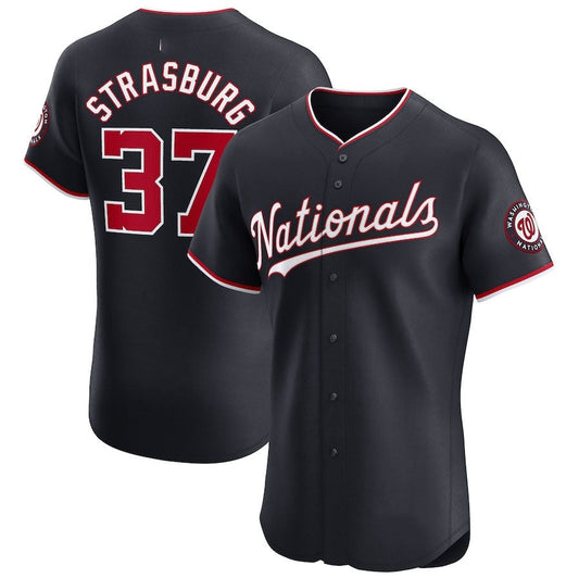 Washington Nationals #37 Stephen Strasburg Alternate Elite Player Jersey - Navy Stitched Baseball Jersey - Main View