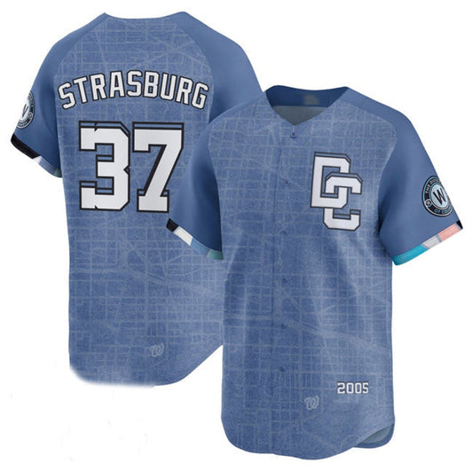 Washington Nationals #37 Stephen Strasburg Blue 2025 City Connect Limited Stitched Baseball Jersey - Main View
