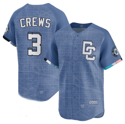 Washington Nationals #3 Dylan Crews Blue 2025 City Connect Limited Stitched Baseball Jersey - Main View