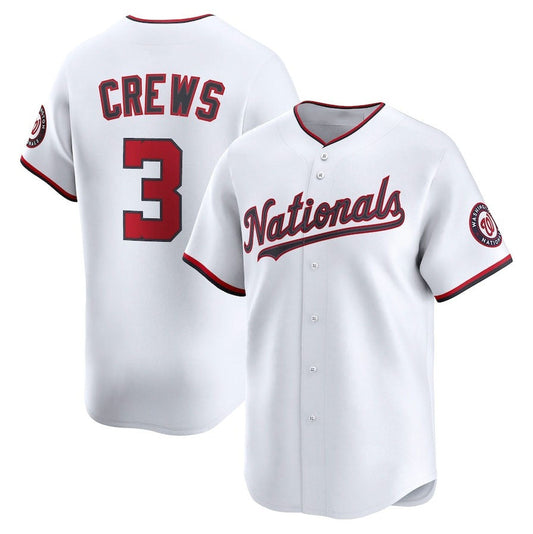 Washington Nationals #3 Dylan Crews Home Limited Player Jersey - White Stitched Baseball Jersey - Main View