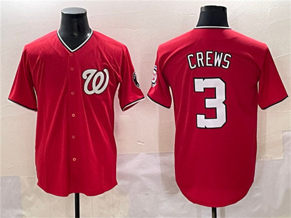 Washington Nationals #3 Dylan Crews Red Limited Stitched Baseball Jersey - Main View
