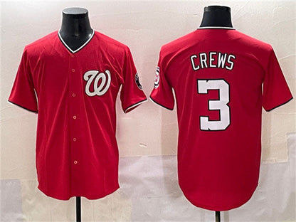 Washington Nationals #3 Dylan Crews Red Limited Stitched Baseball Jersey - Main View