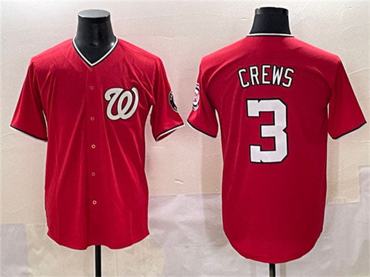 Washington Nationals #3 Dylan Crews Red Limited Stitched Baseball Jersey - Main View