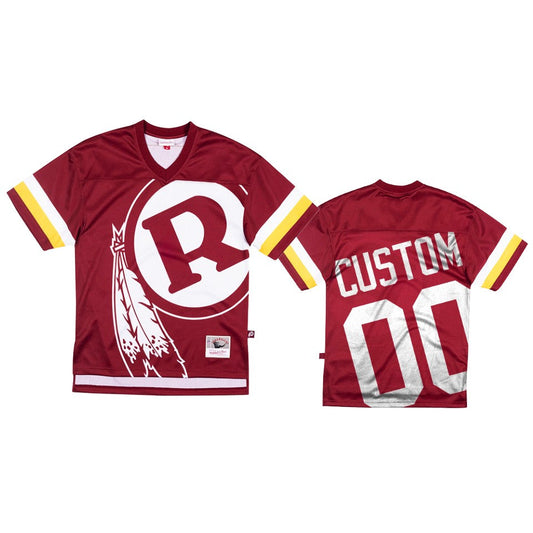 Custom W.Football Team Mitchell & Ness Burgundy Big Face Jersey - Main View