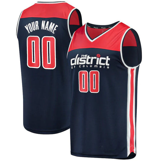 Custom W.Wizards Fanatics Branded Custom Fast Break Replica Jersey Navy Statement Edition Stitched Basketball Jersey - Main View