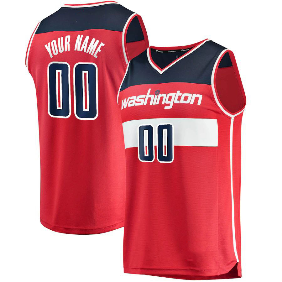 Custom W.Wizards Fanatics Branded Fast Break Custom Replica Jersey Red Icon Edition Stitched Basketball Jersey - Main View