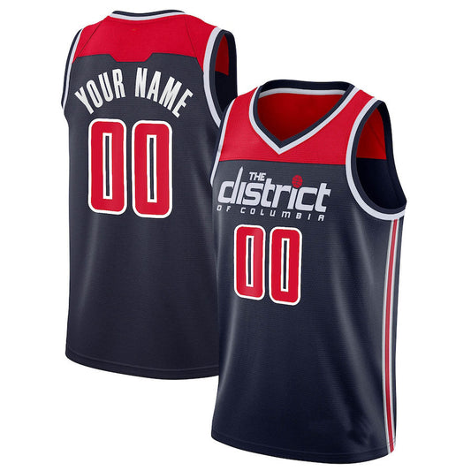 Custom W.Wizards Swingman Jersey Navy Statement Edition Stitched Basketball Jersey - Main View