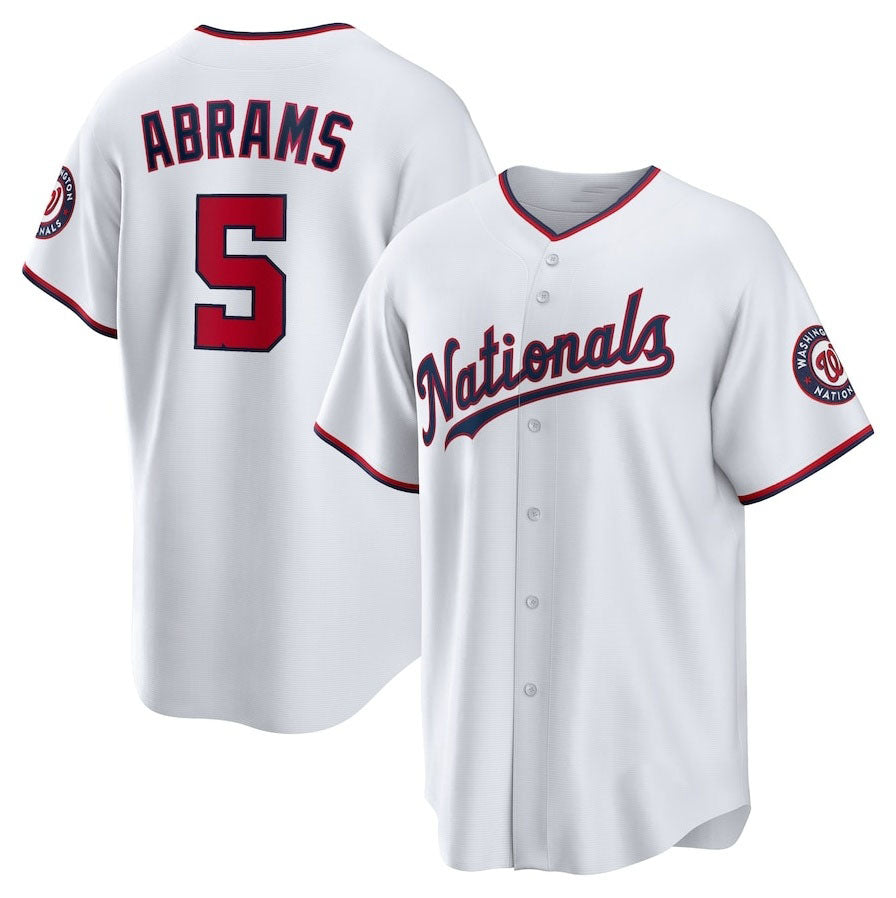 Washington Nationals #5 C.J. Abrams Home Replica Jersey - White Stitched Baseball Jersey - Main View