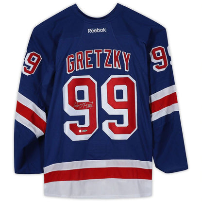 NY.Rangers #99 Wayne Gretzky Autographed Blue Reebok Premier Jersey Stitched American Hockey Jerseys - Main View