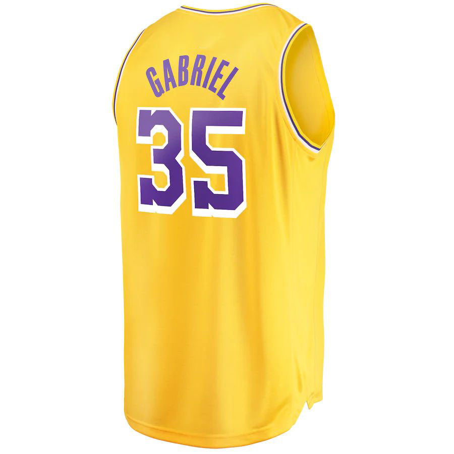 LA.Lakers #35 Wenyen Gabriel Fanatics Branded 2021-22 Fast Break Replica Jersey Icon Edition Gold Stitched American Basketball Jersey - Main View
