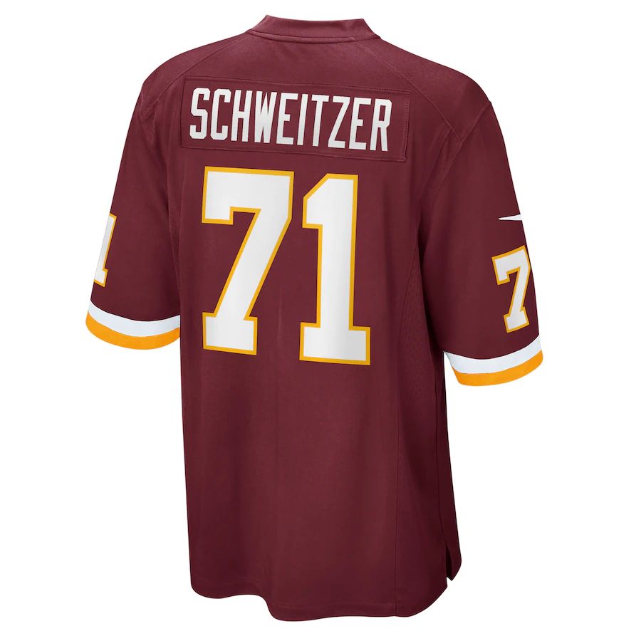 W.Football Team #71 Wes Schweitzer Burgundy Game Player Jersey Stitched American Football Jerseys - Main View