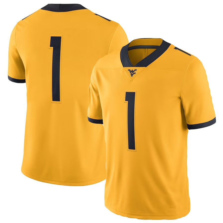 W.Virginia Mountaineers Alternate Game Jersey - Gold American College Jerseys - Main View