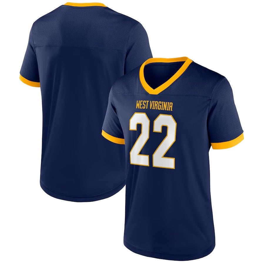 W.Virginia Mountaineers The Cut Navy Football Jersey American College Jerseys - Main View