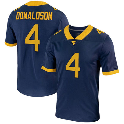 W.Virginia Mountaineers #4 CJ Donaldson NIL Football Game Jersey – Navy American College Jerseys - Main View
