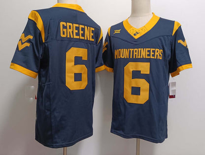 W.Virginia Mountaineers #6 Garrett Greene Navy FUSE Stitched American College Jerseys - Main View