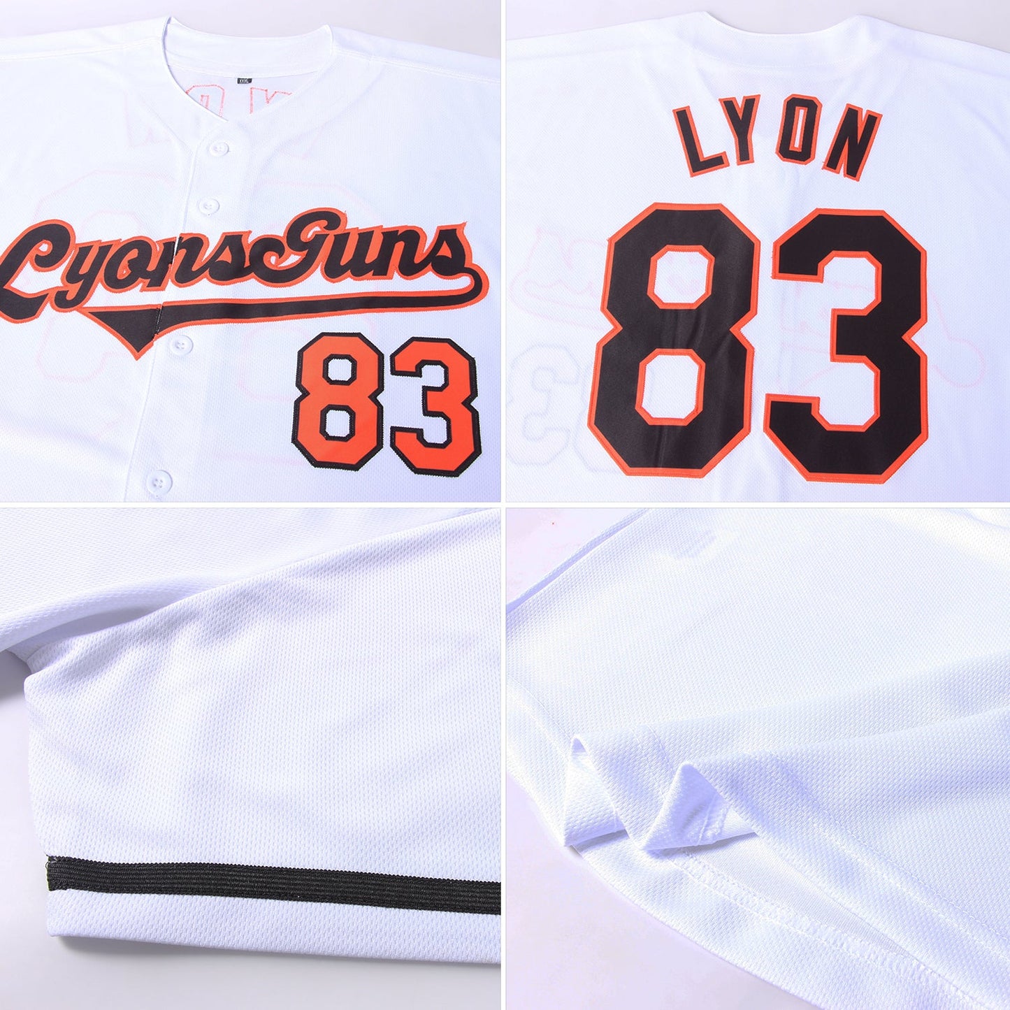 Custom White Black-Orange Authentic Baseball Jersey view 6