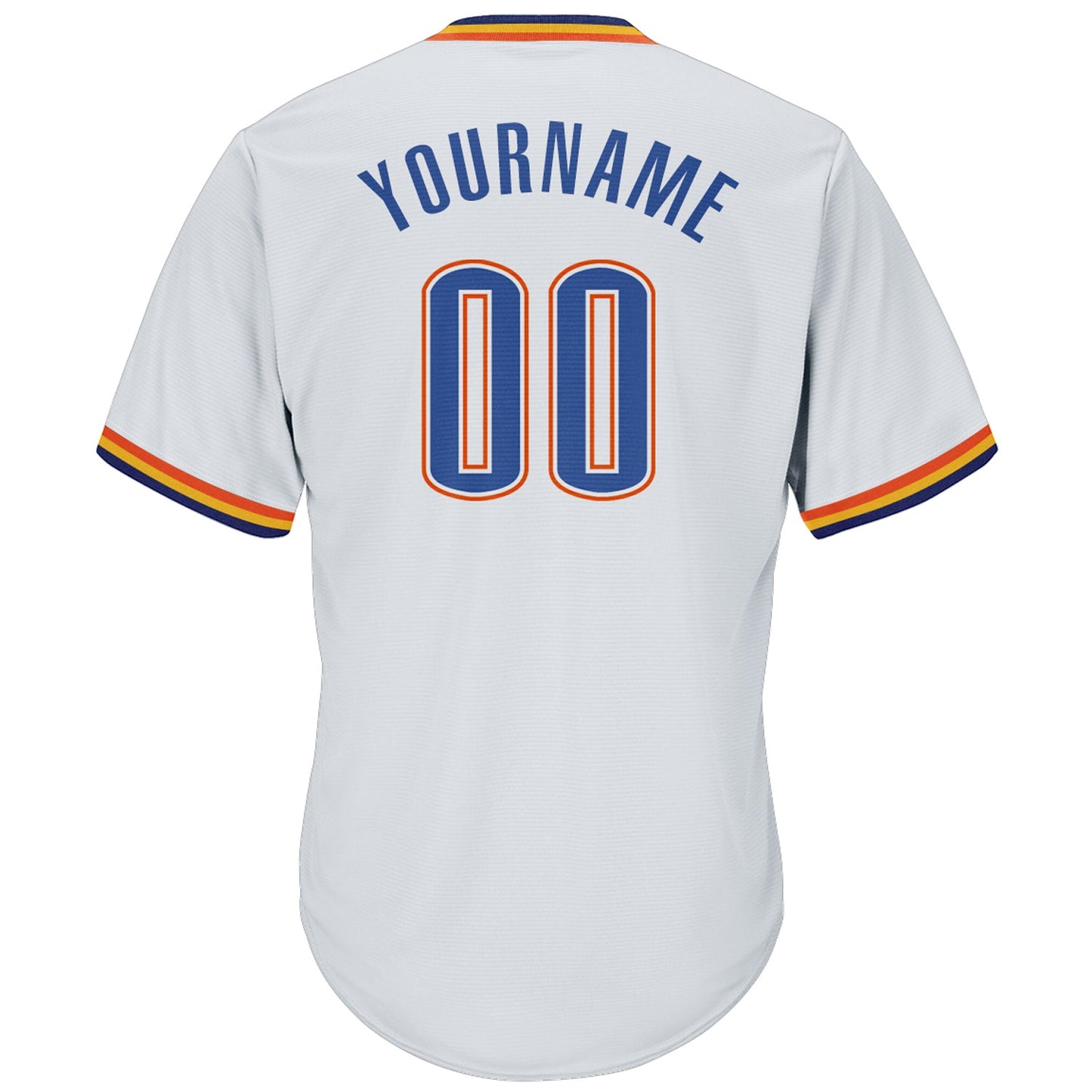 Custom White Blue Navy-Orange Authentic Throwback Rib-Knit Baseball Jersey Shirt view 3