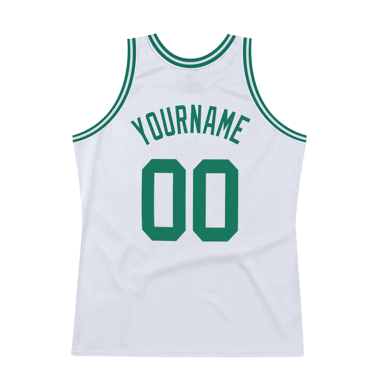 Custom White Kelly Green Authentic Throwback Basketball Jersey view 6