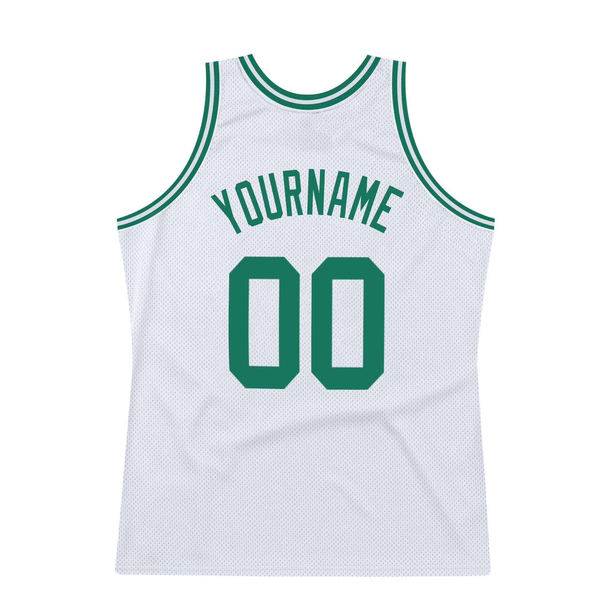 Custom White Kelly Green Authentic Throwback Basketball Jersey view 6