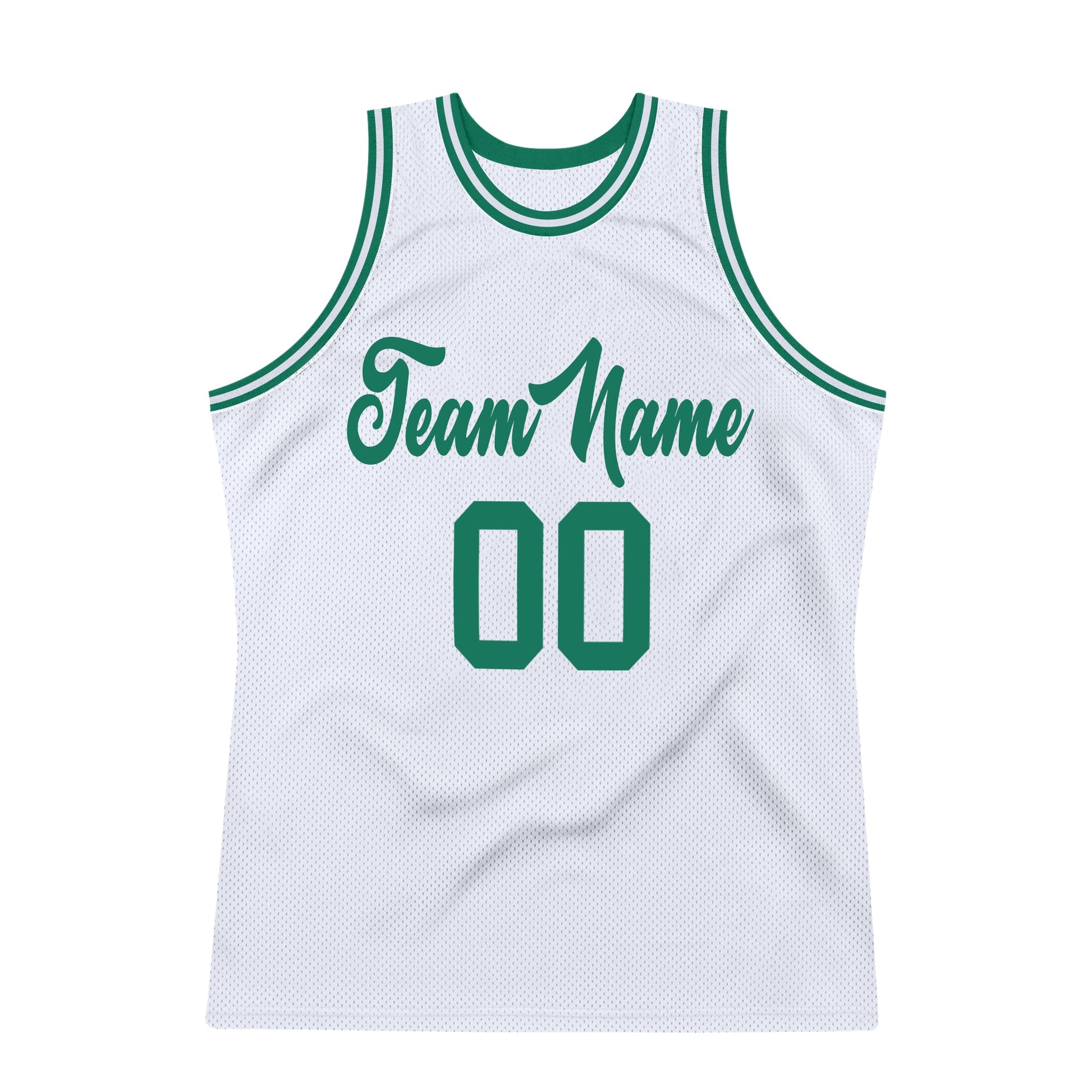Custom White Kelly Green Authentic Throwback Basketball Jersey view 7