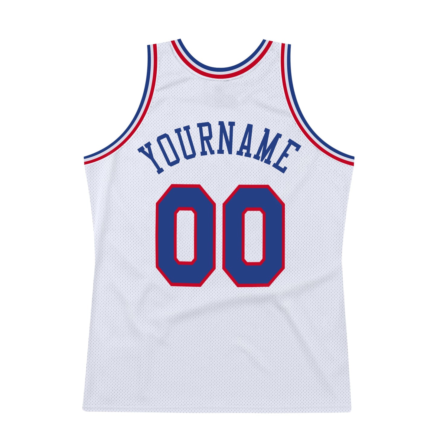 Custom White Royal-Red Authentic Throwback Basketball Jersey view 6