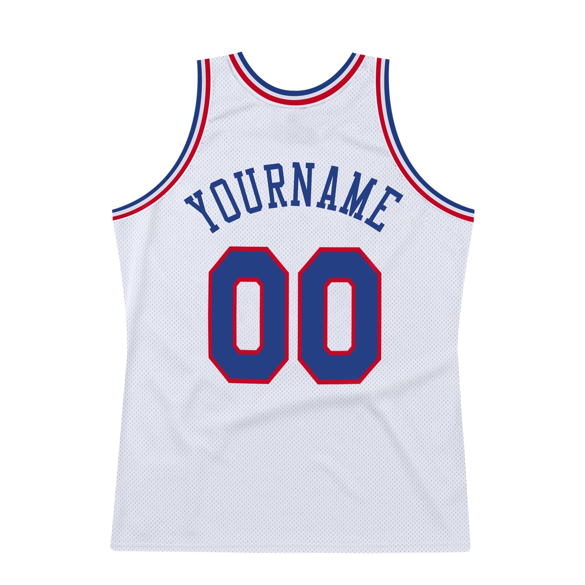 Custom White Royal-Red Authentic Throwback Basketball Jersey view 6