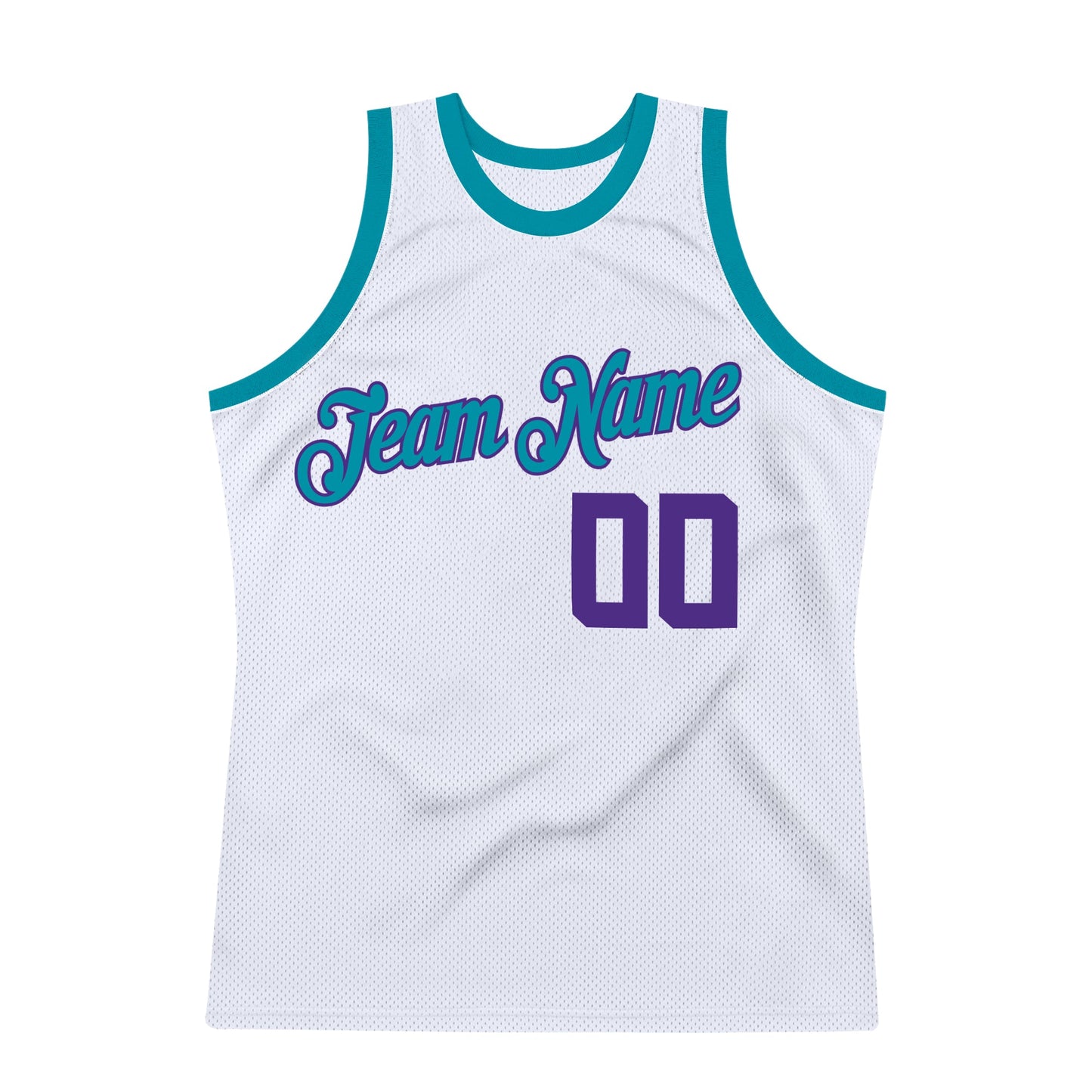 Custom White Purple-Teal Authentic Throwback Basketball Jersey view 7