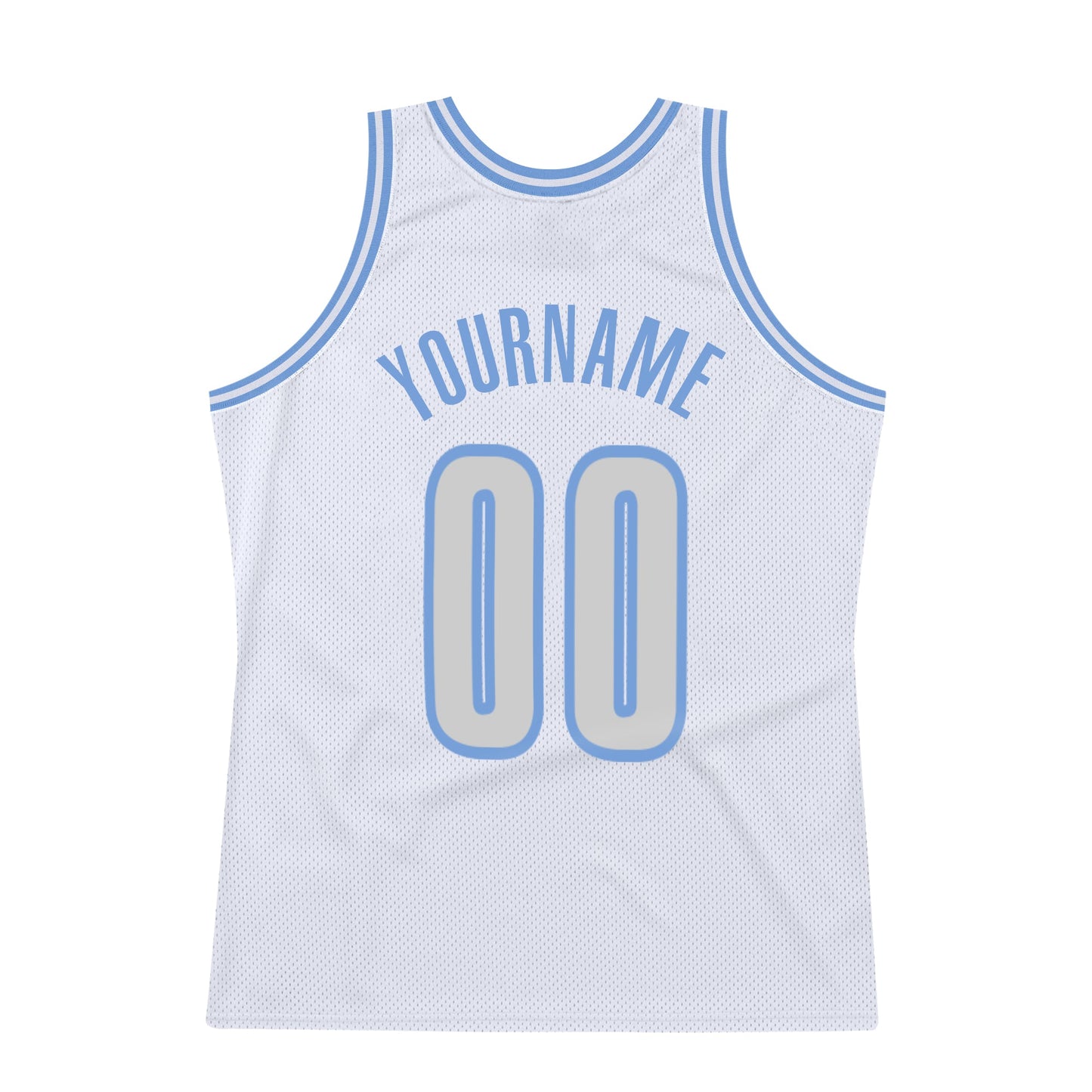 Custom White Light Gray-Light Blue Authentic Throwback Basketball Jersey view 6