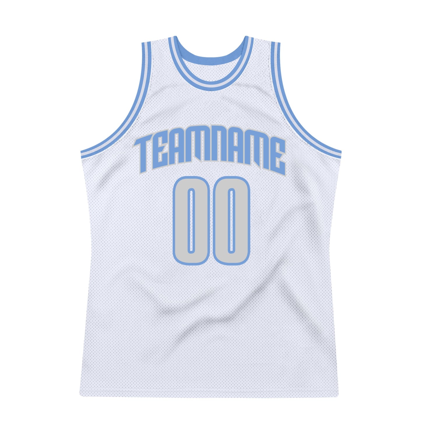 Custom White Light Gray-Light Blue Authentic Throwback Basketball Jersey view 7
