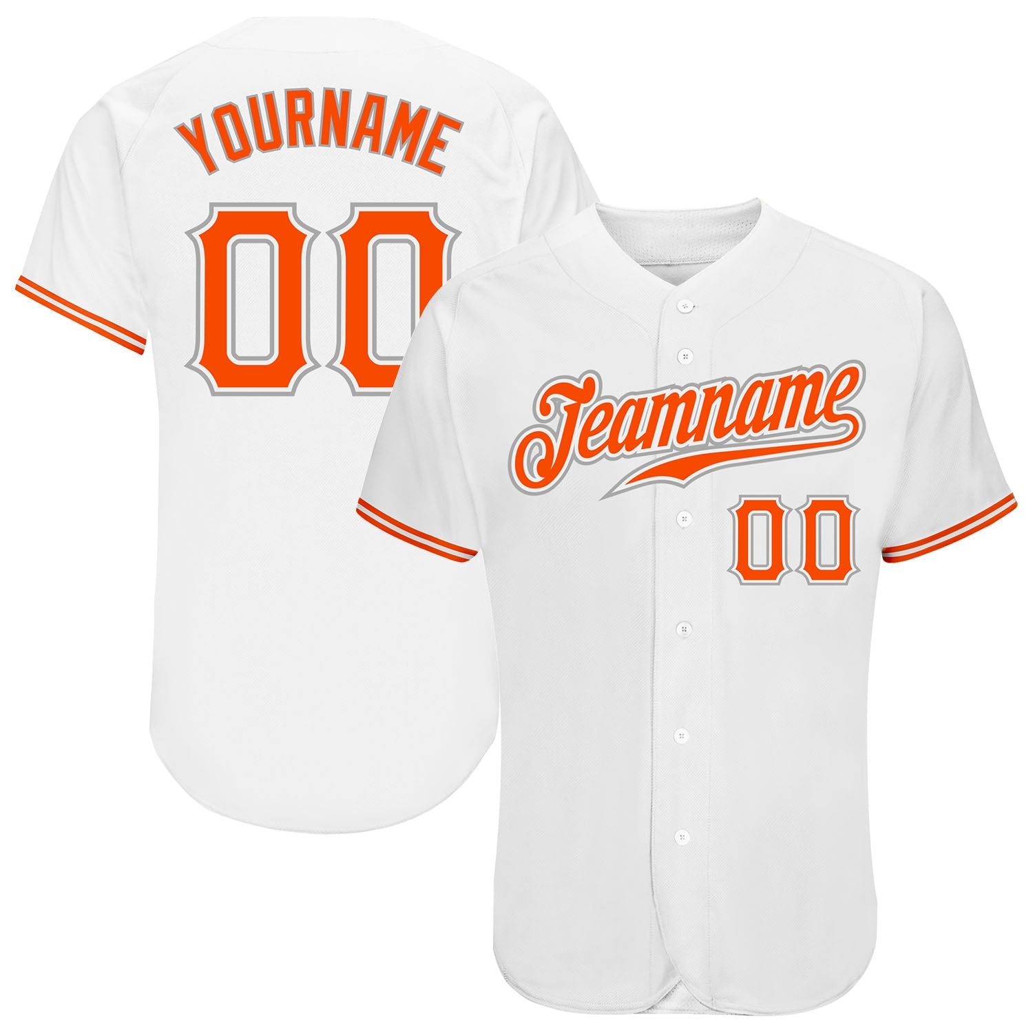 Custom White Orange-Gray Authentic Baseball Jersey - Main View