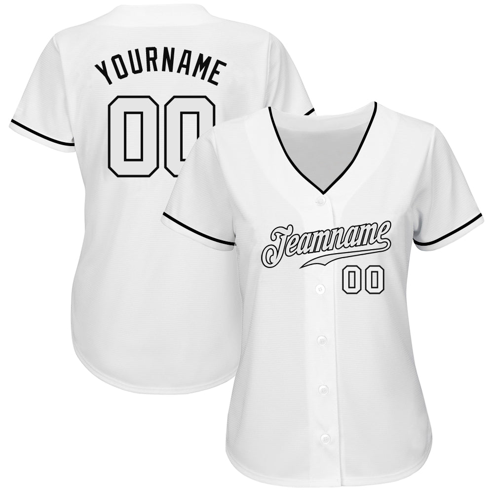 Custom White White-Black Authentic Baseball Jersey view 3