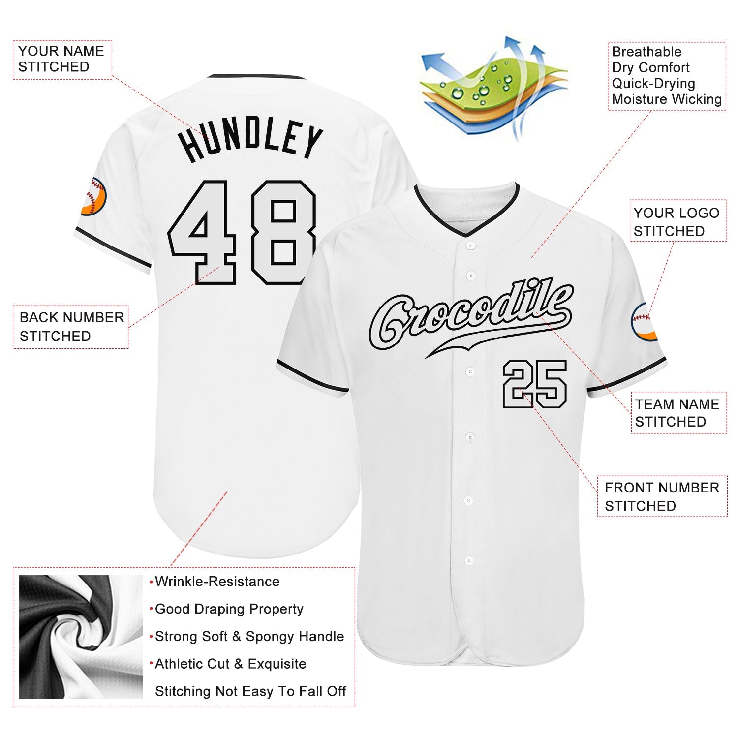 Custom White White-Black Authentic Baseball Jersey view 4