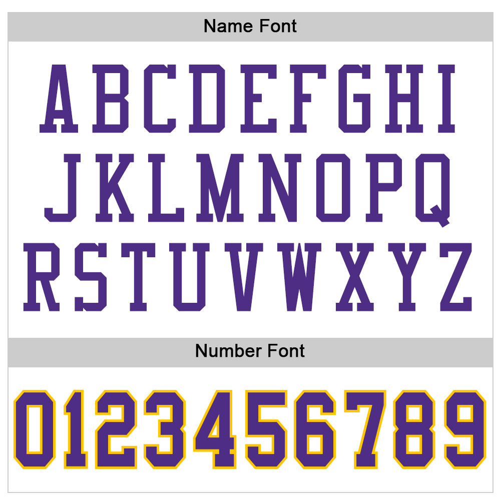 Custom White Purple-Gold Mesh Authentic Throwback Football Jersey view 4