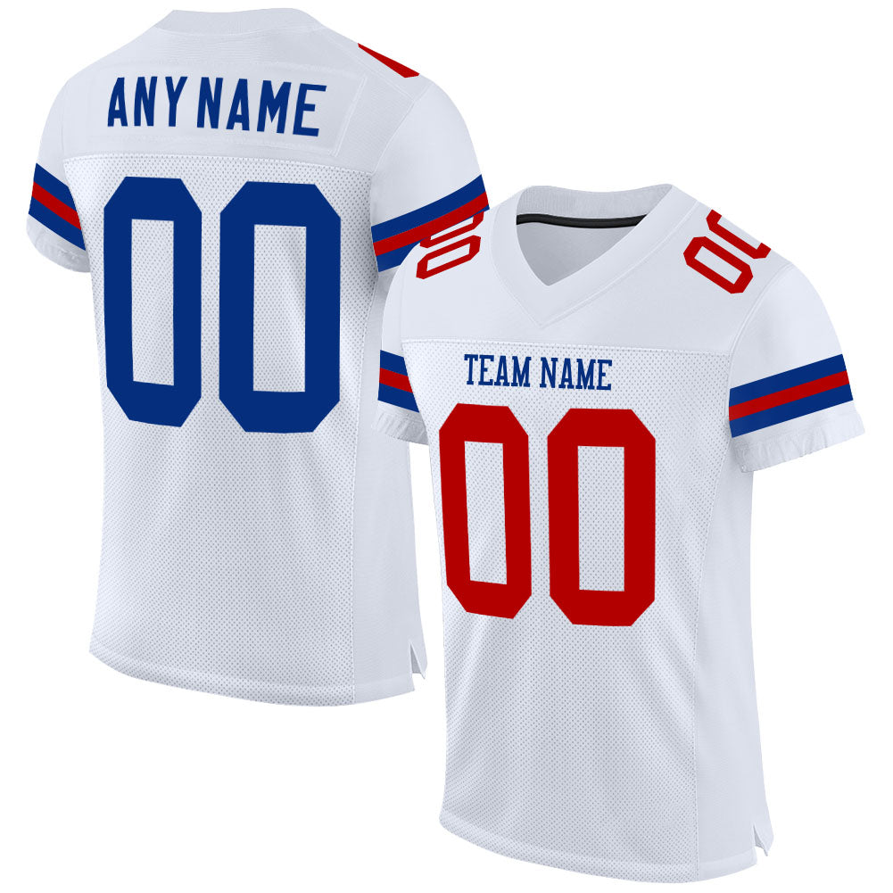 Custom White Royal-Red Mesh Authentic Football Jersey - Main View