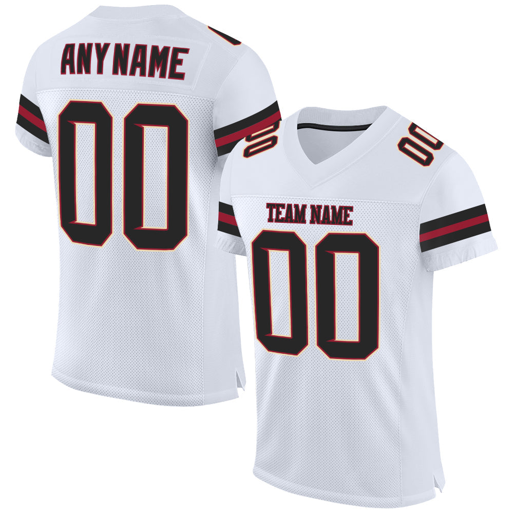 Custom White Black-Cardinal Mesh Authentic Football Jersey - Main View