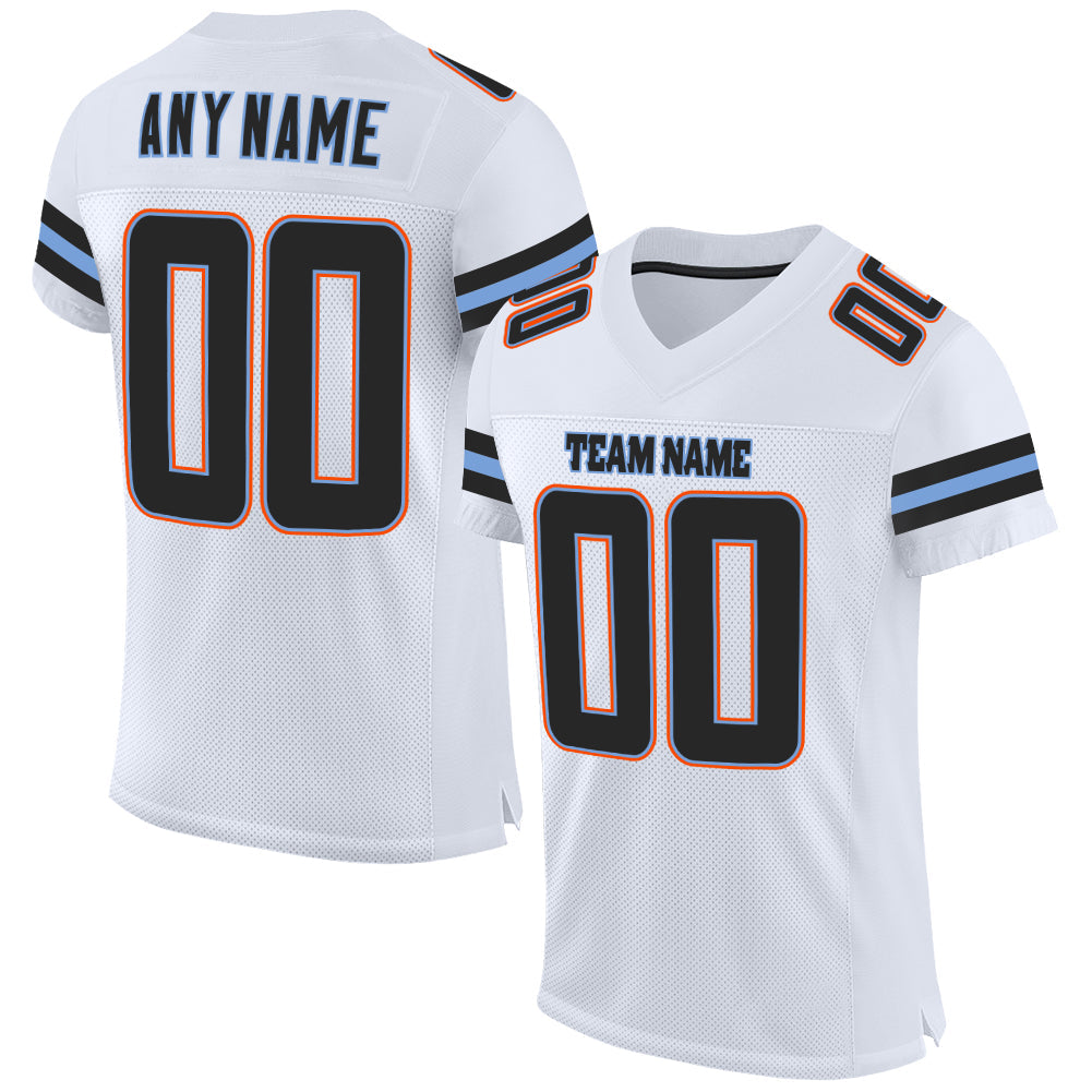 Custom White Black-Powder Blue Mesh Authentic Football Jersey - Main View