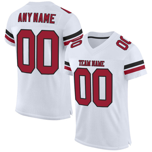 Custom White Cardinal-Black Mesh Authentic Football Jersey - Main View