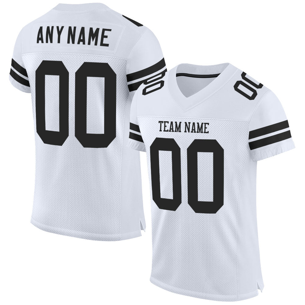 Custom White Black Mesh Authentic Football Jersey - Main View