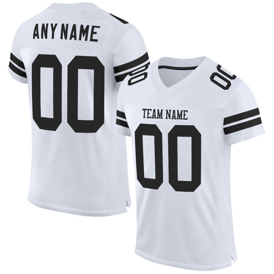 Custom White Black Mesh Authentic Football Jersey - Main View