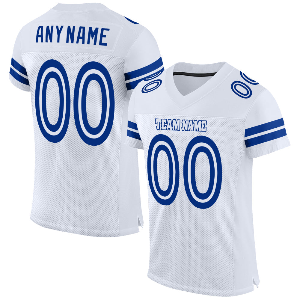 Custom White White-Royal Mesh Authentic Football Jersey - Main View