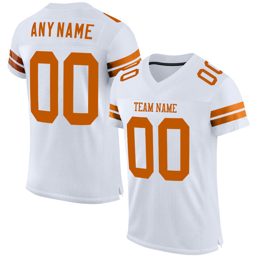 Custom White Texas Orange Mesh Authentic Football Jersey - Main View