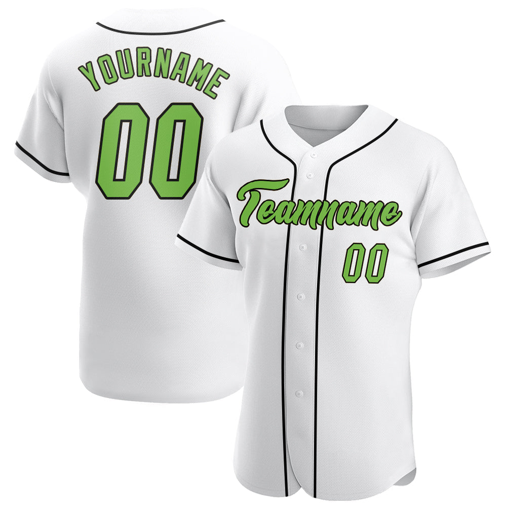 Custom White Neon Green-Black Authentic Baseball Jersey - Main View