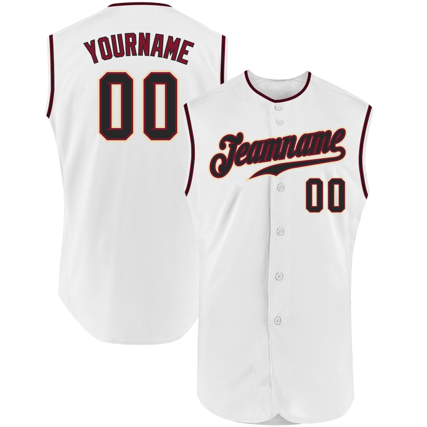 Custom White Black-Crimson Authentic Sleeveless Baseball Jersey - Main View