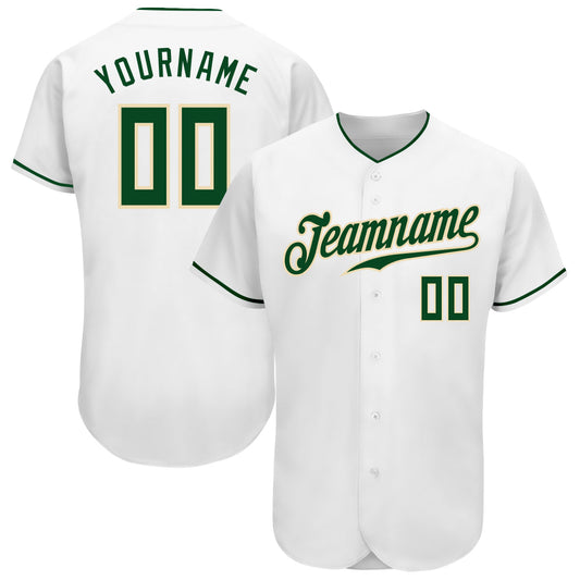 Custom White Green-Cream Authentic Baseball Jersey - Main View