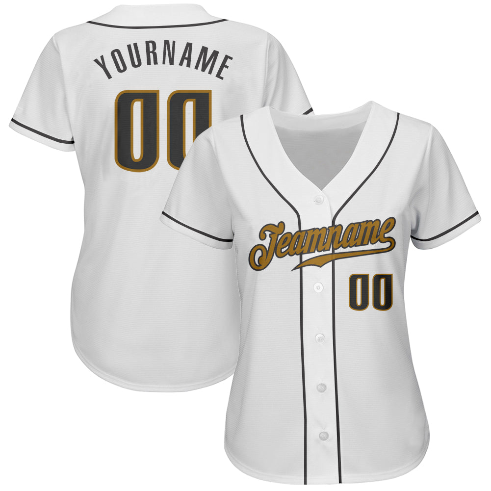 Custom White Steel Gray-Old Gold Authentic Baseball Jersey view 2