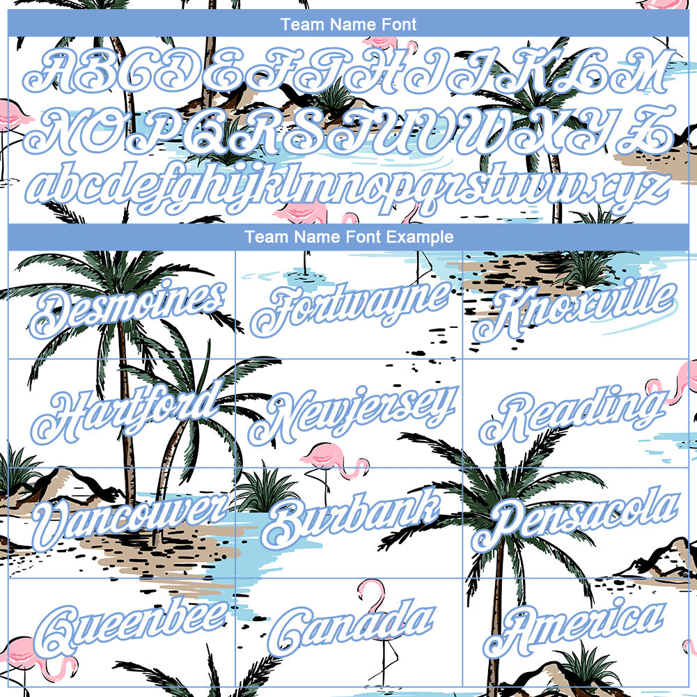 Custom White White-Light Blue 3D Pattern Design Hawaii Palm Trees Performance T-Shirt view 3